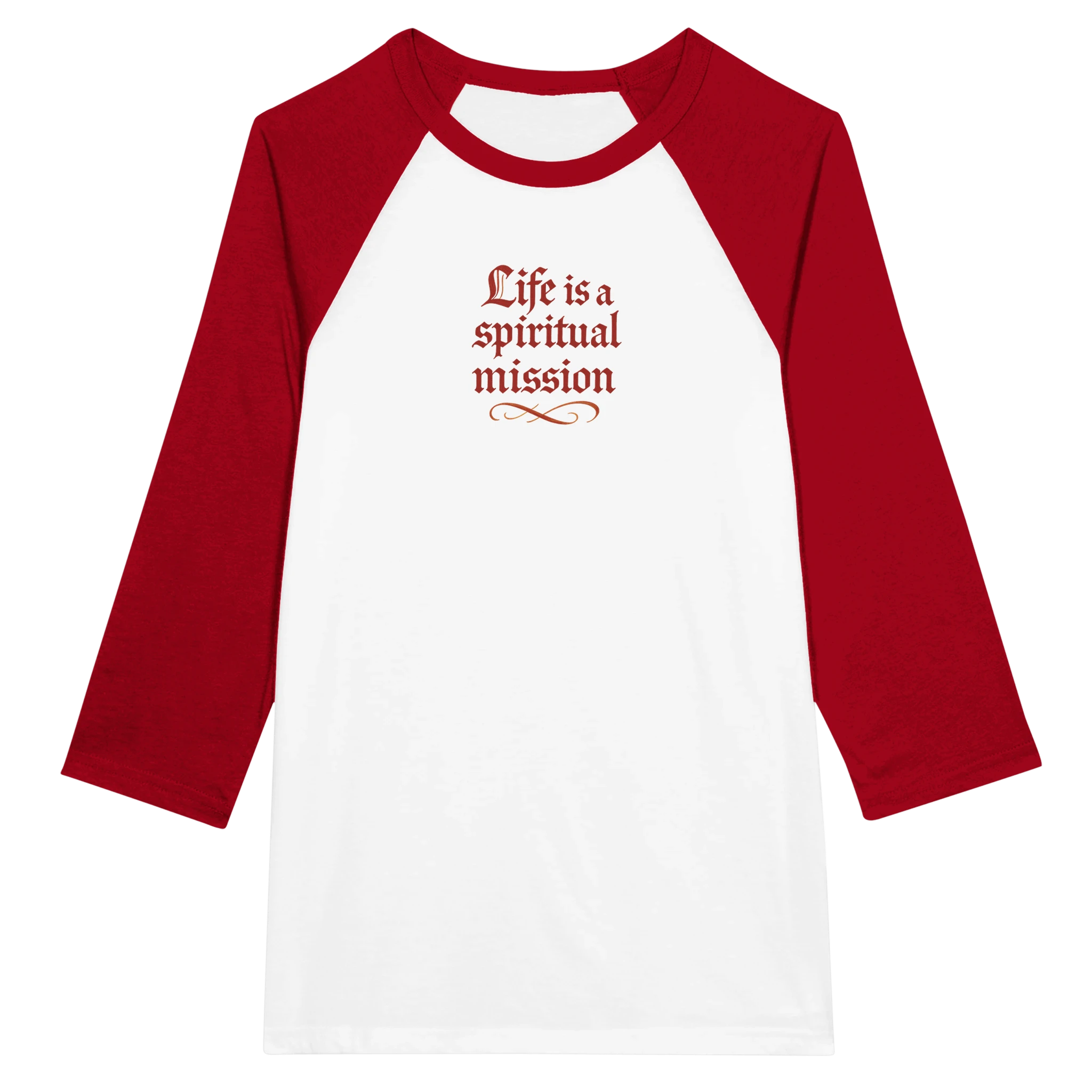 Unisex 3/4 sleeve Raglan T-shirt White and Red