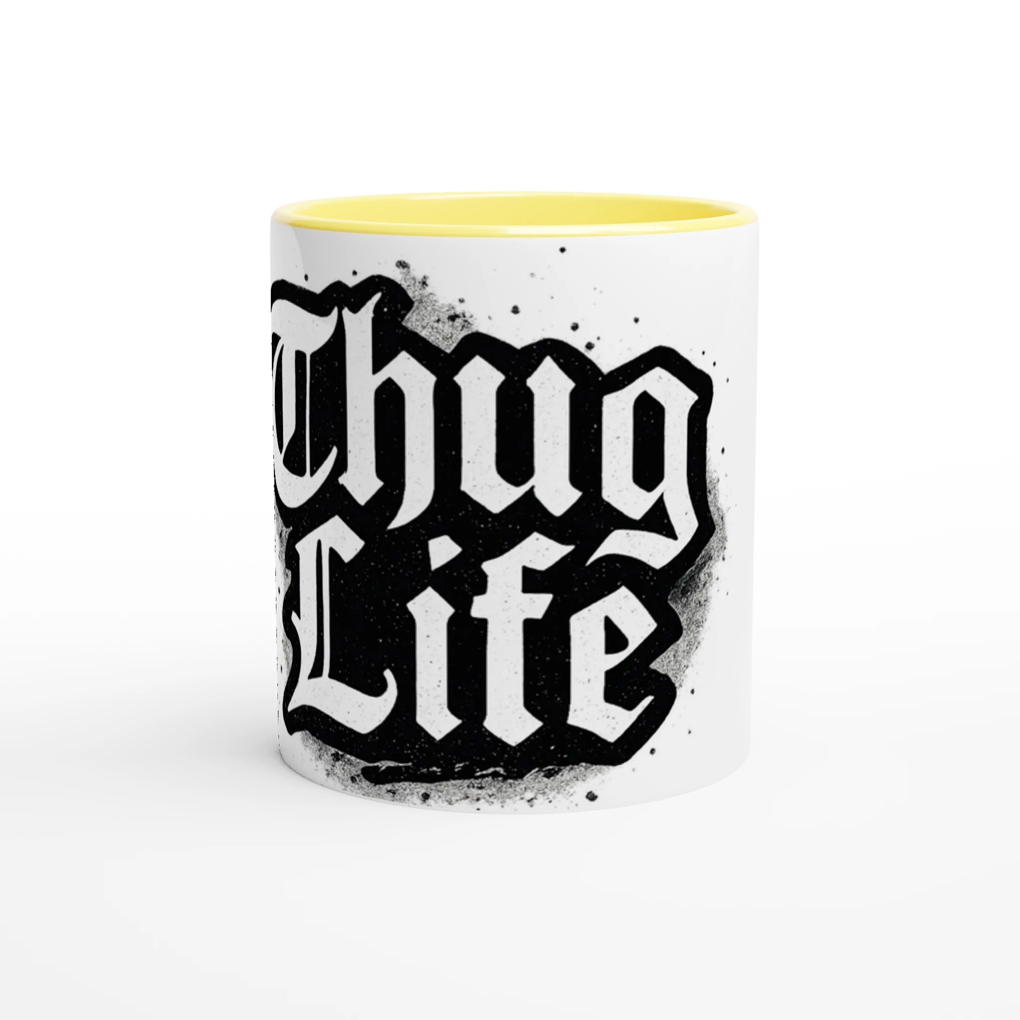 White 11oz Ceramic Mug with Color Inside Ceramic Yellow