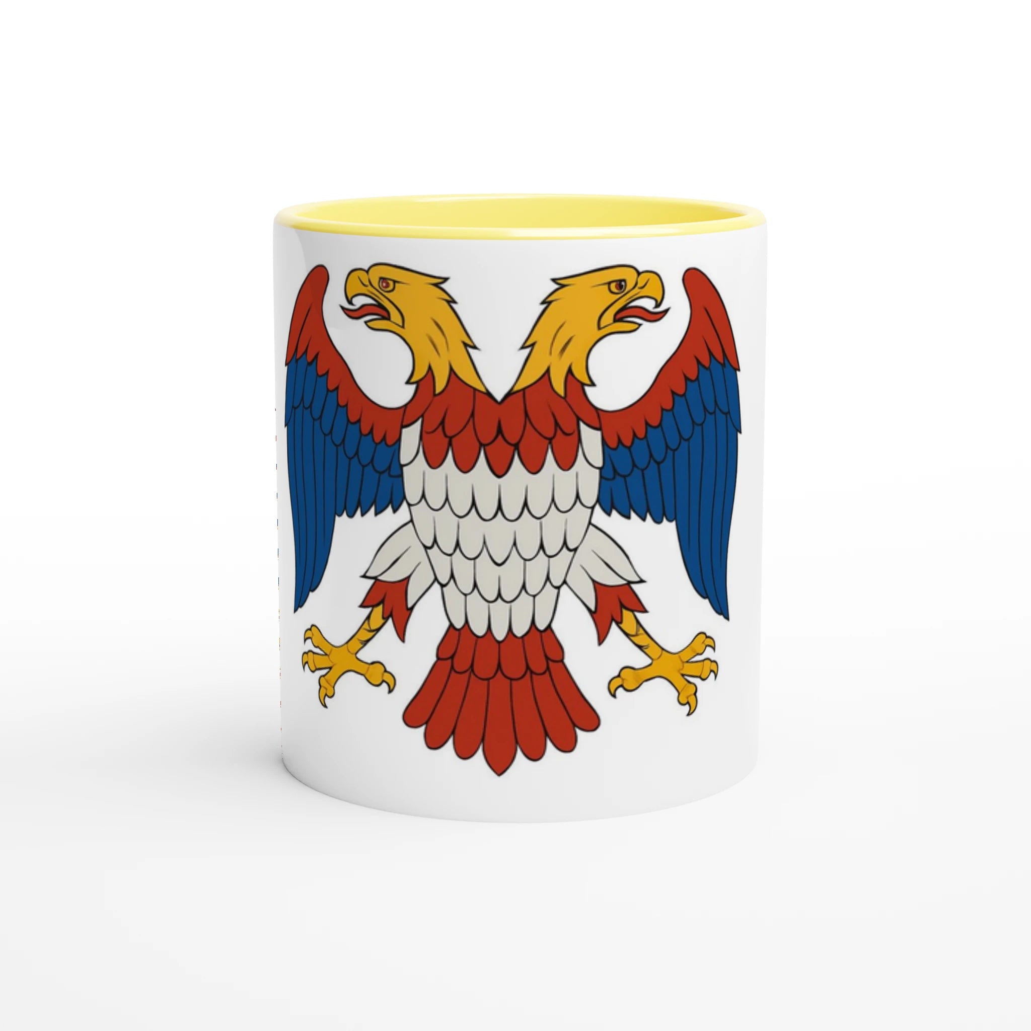 White 11oz Ceramic Mug with Color Inside Ceramic Yellow