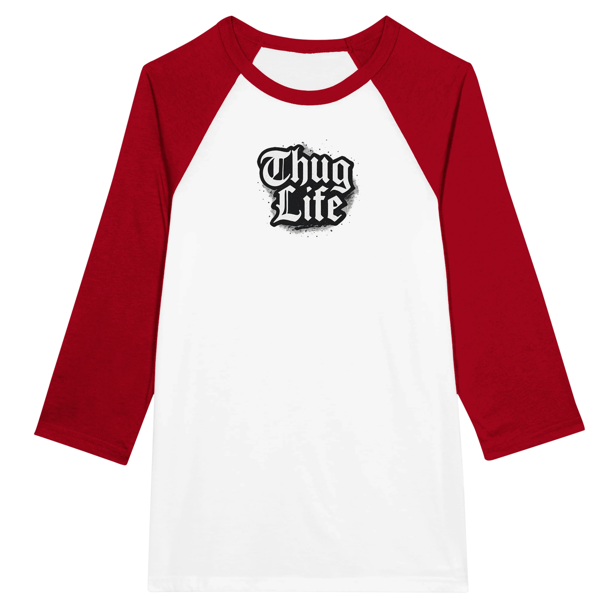 Unisex 3/4 sleeve Raglan T-shirt White and Red