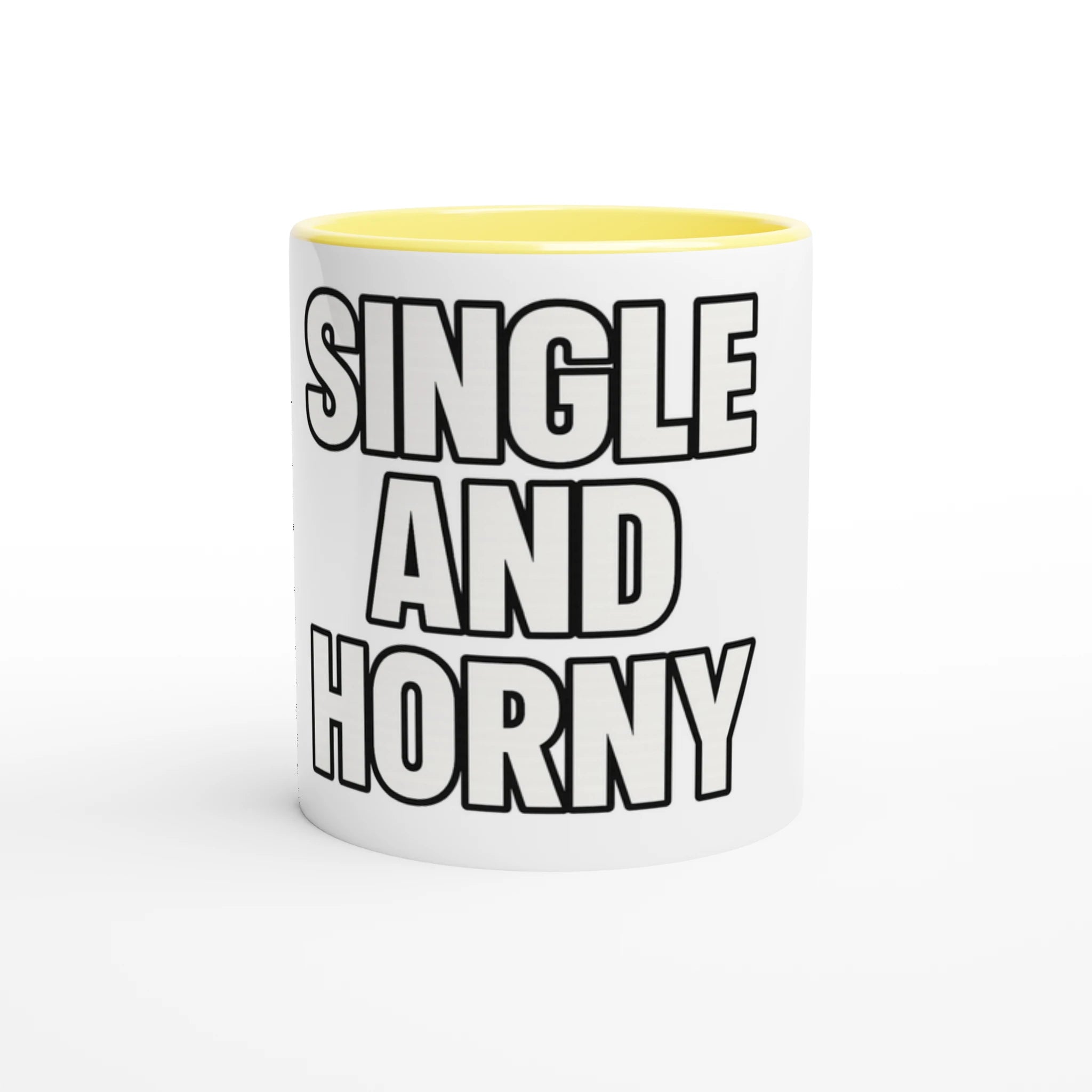 White 11oz Ceramic Mug with Color Inside Ceramic Yellow