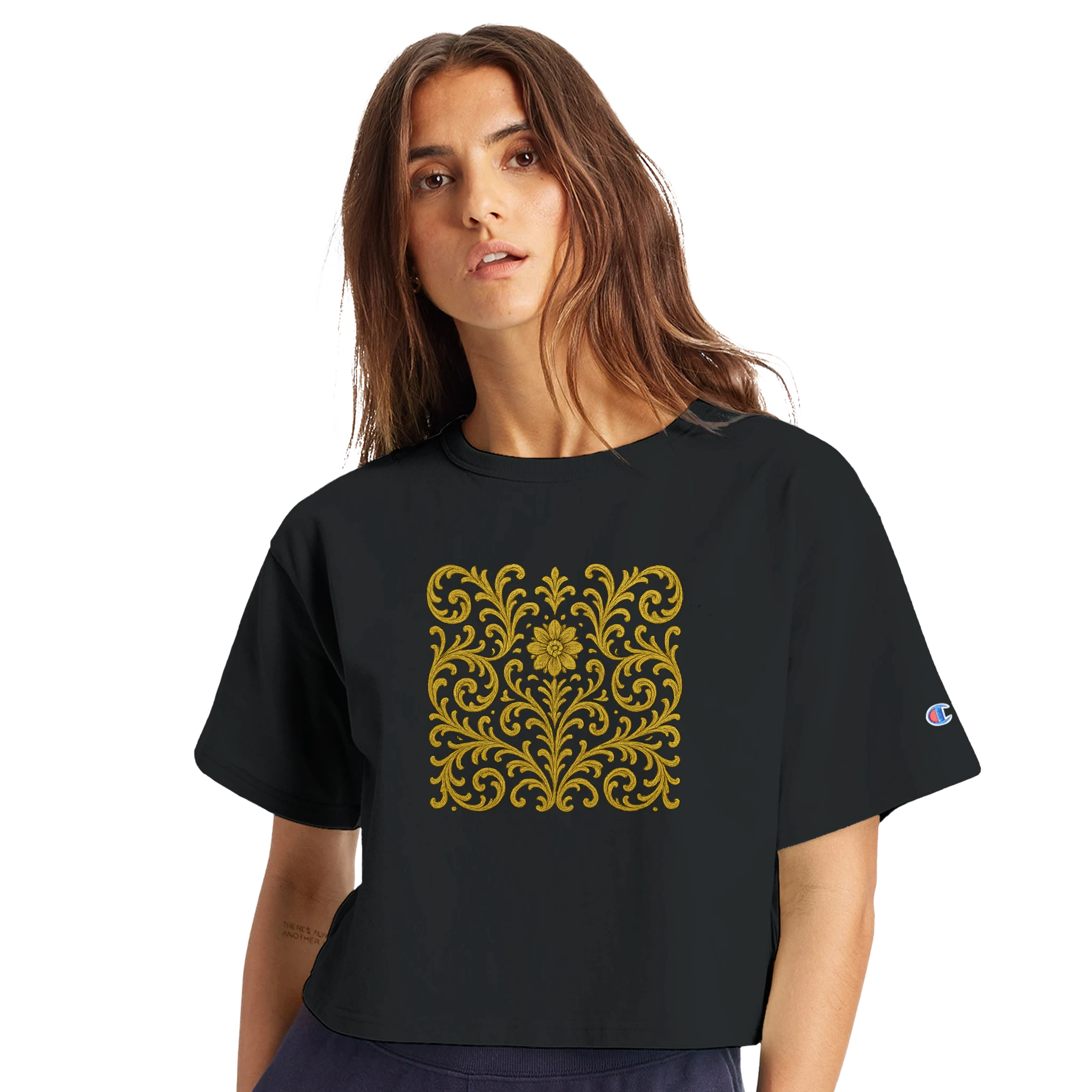 Women's Cropped Heritage Crewneck T-Shirt | Champion T453W Black