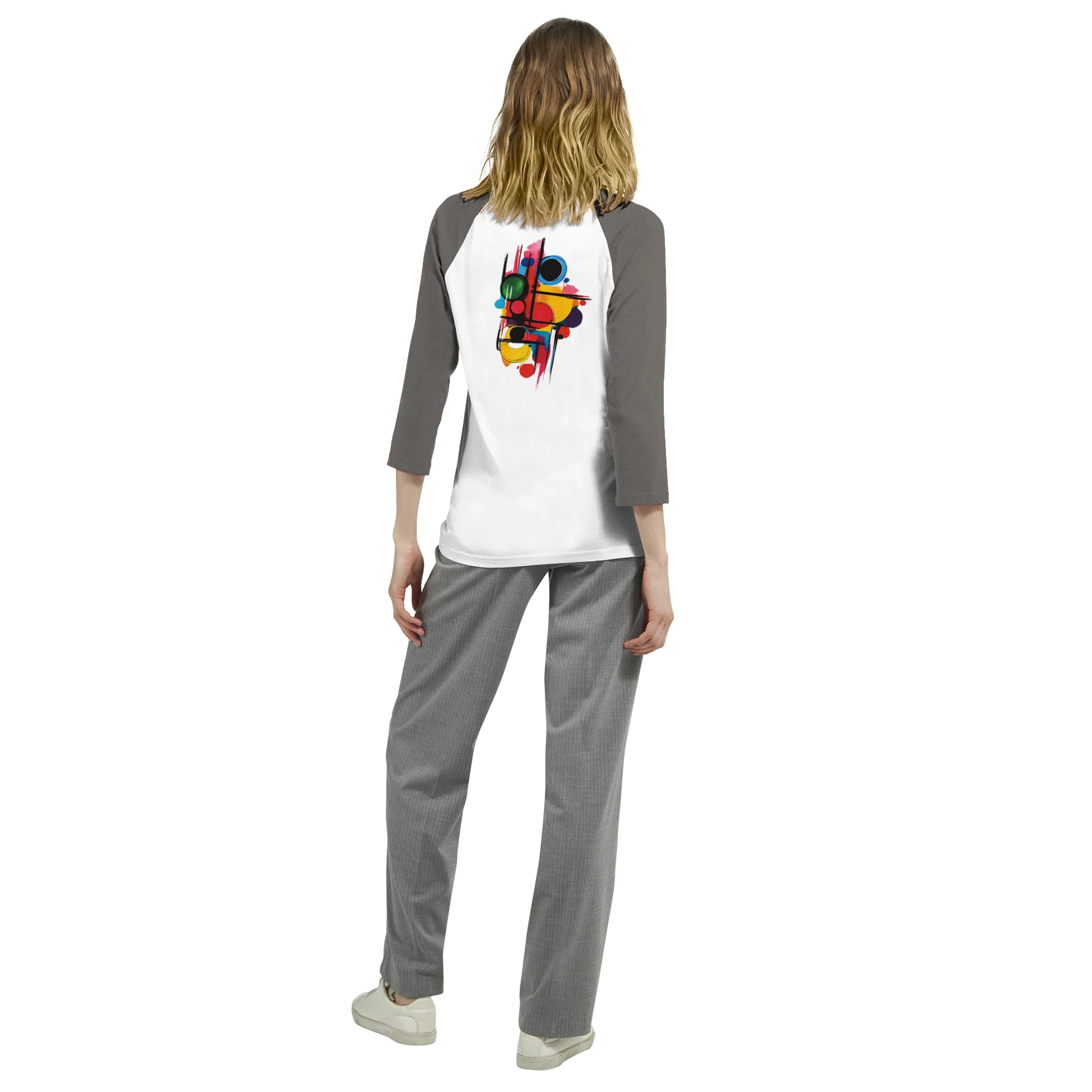 Unisex 3/4 sleeve Raglan T-shirt White and Asphalt