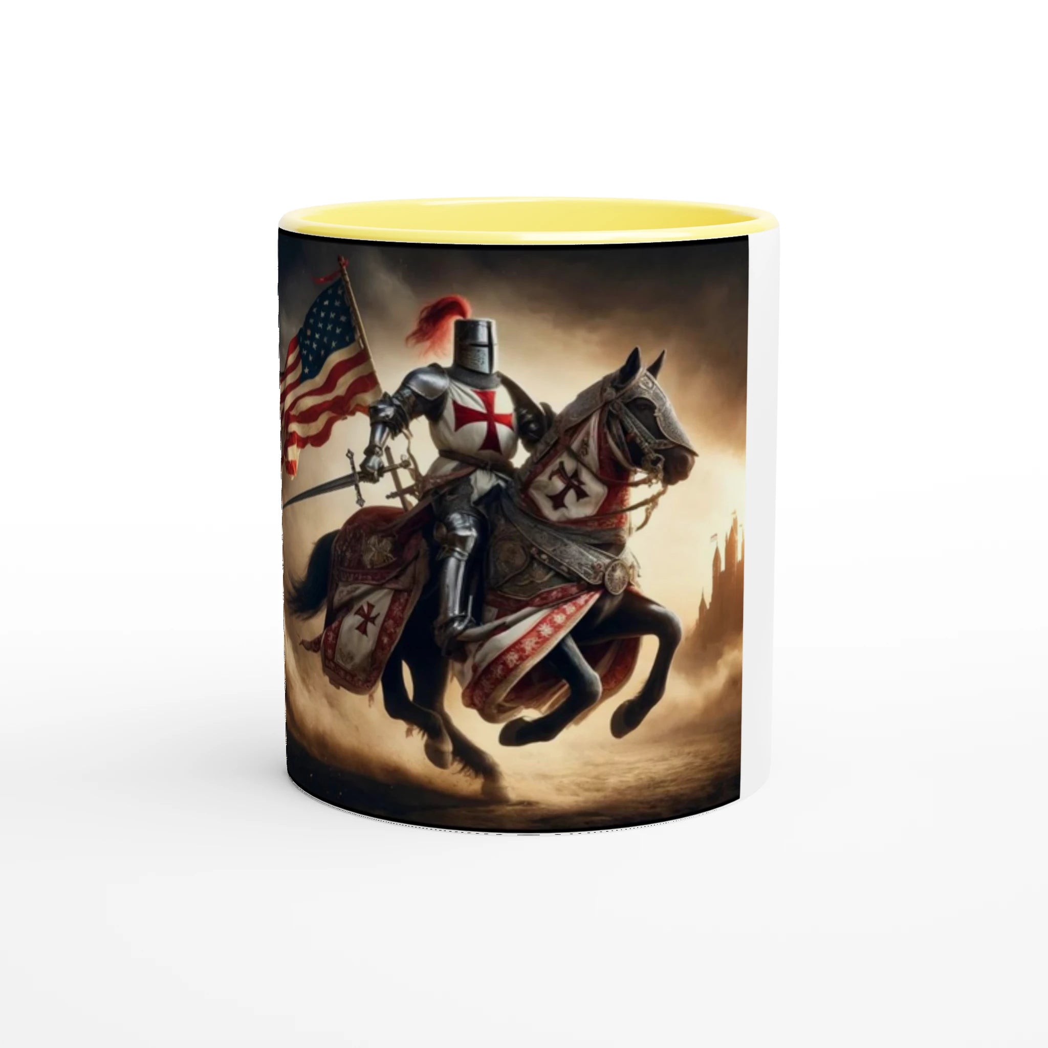 White 11oz Ceramic Mug with Color Inside Ceramic Yellow