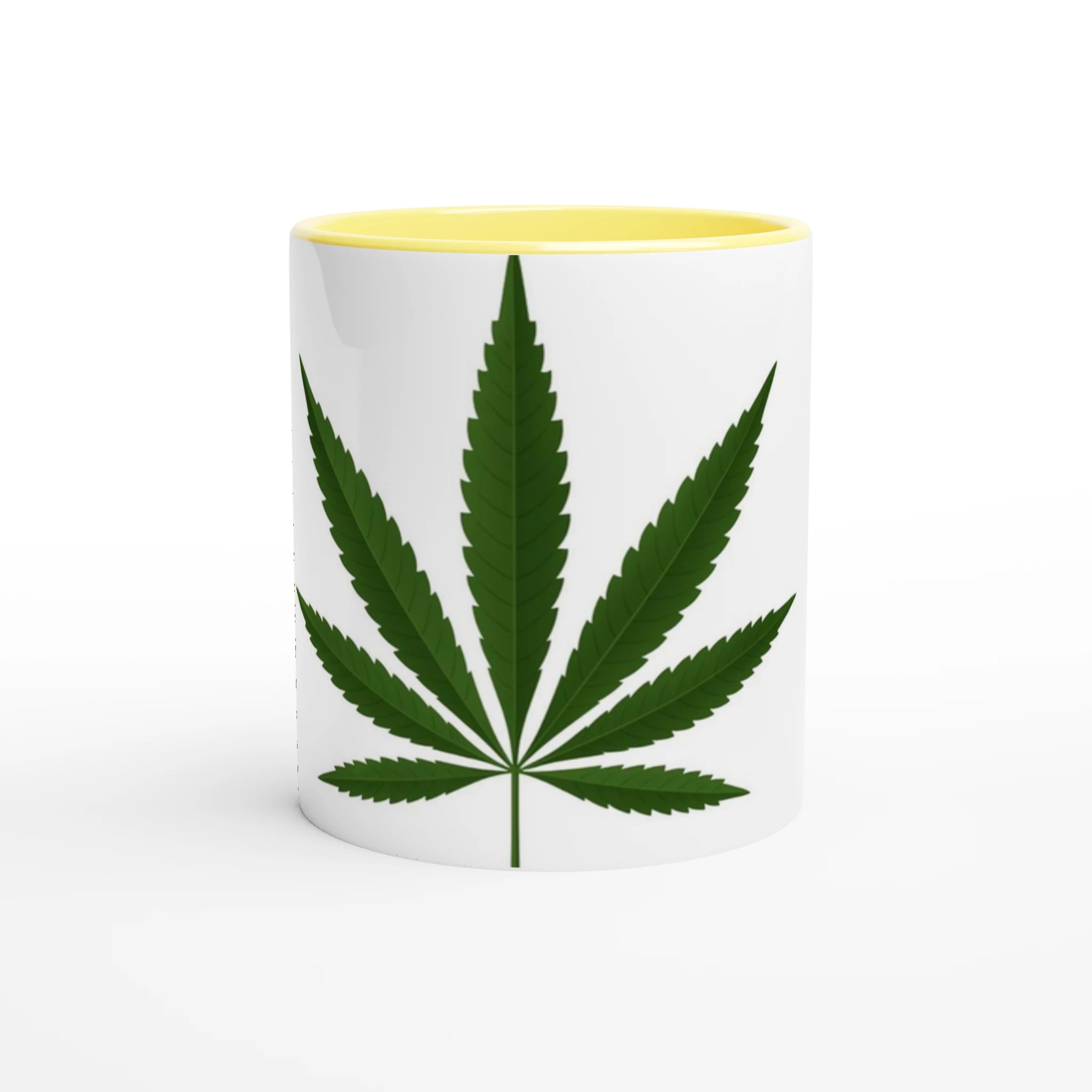 White 11oz Ceramic Mug with Color Inside Ceramic Yellow