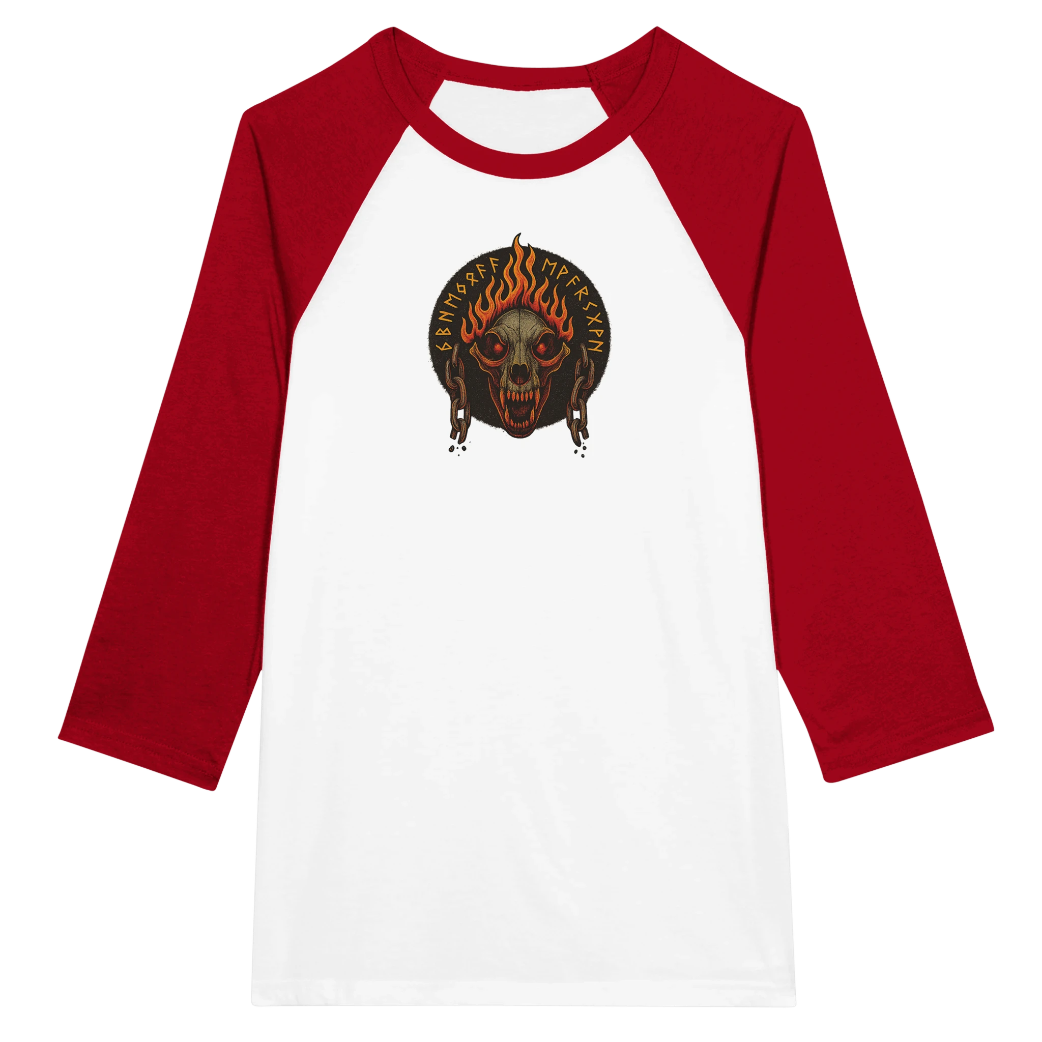 Unisex 3/4 sleeve Raglan T-shirt White and Red