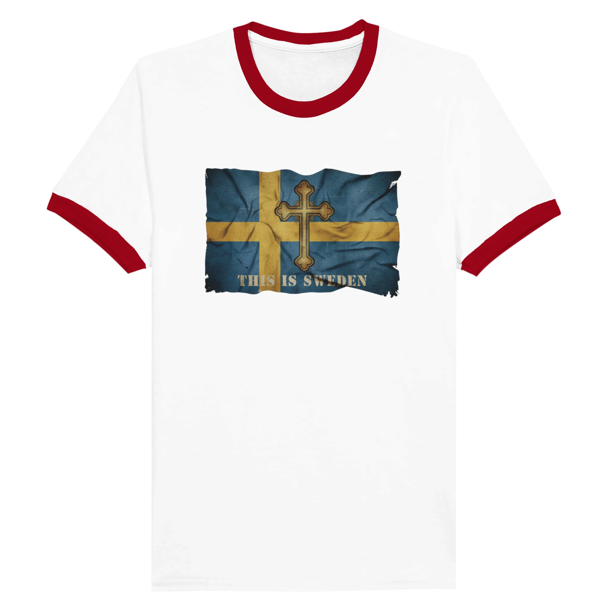 Unisex Ringer T-shirt White and Red