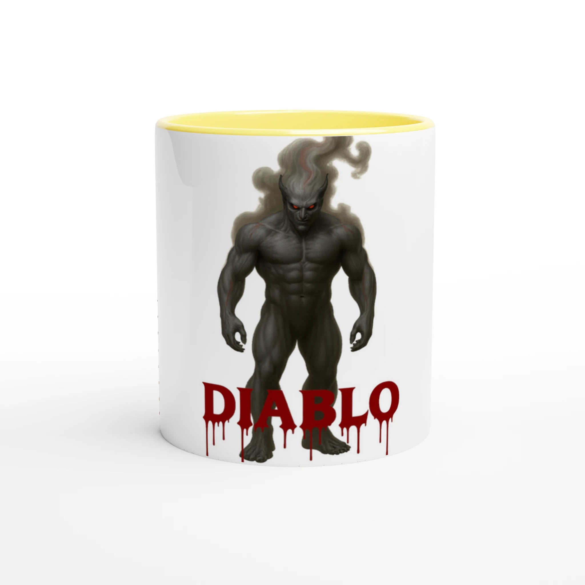 White 11oz Ceramic Mug with Color Inside Ceramic Yellow