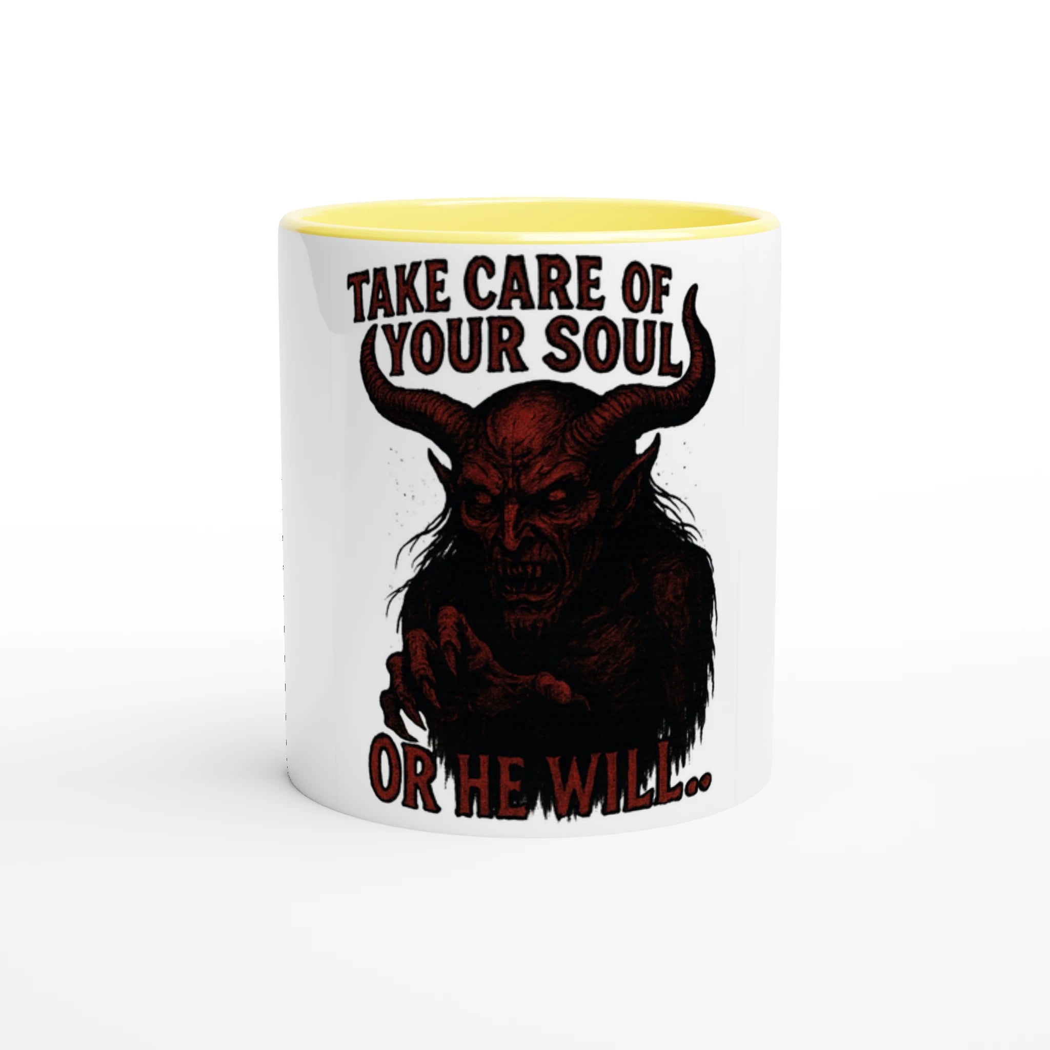 White 11oz Ceramic Mug with Color Inside Ceramic Yellow