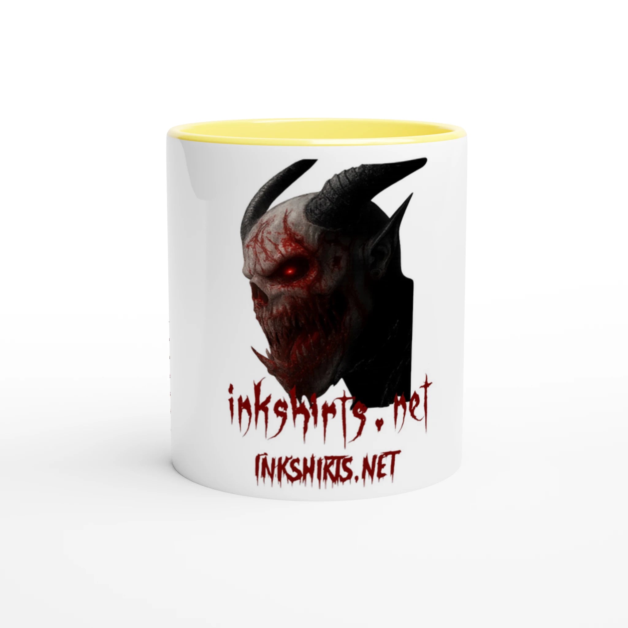 White 11oz Ceramic Mug with Color Inside Ceramic Yellow