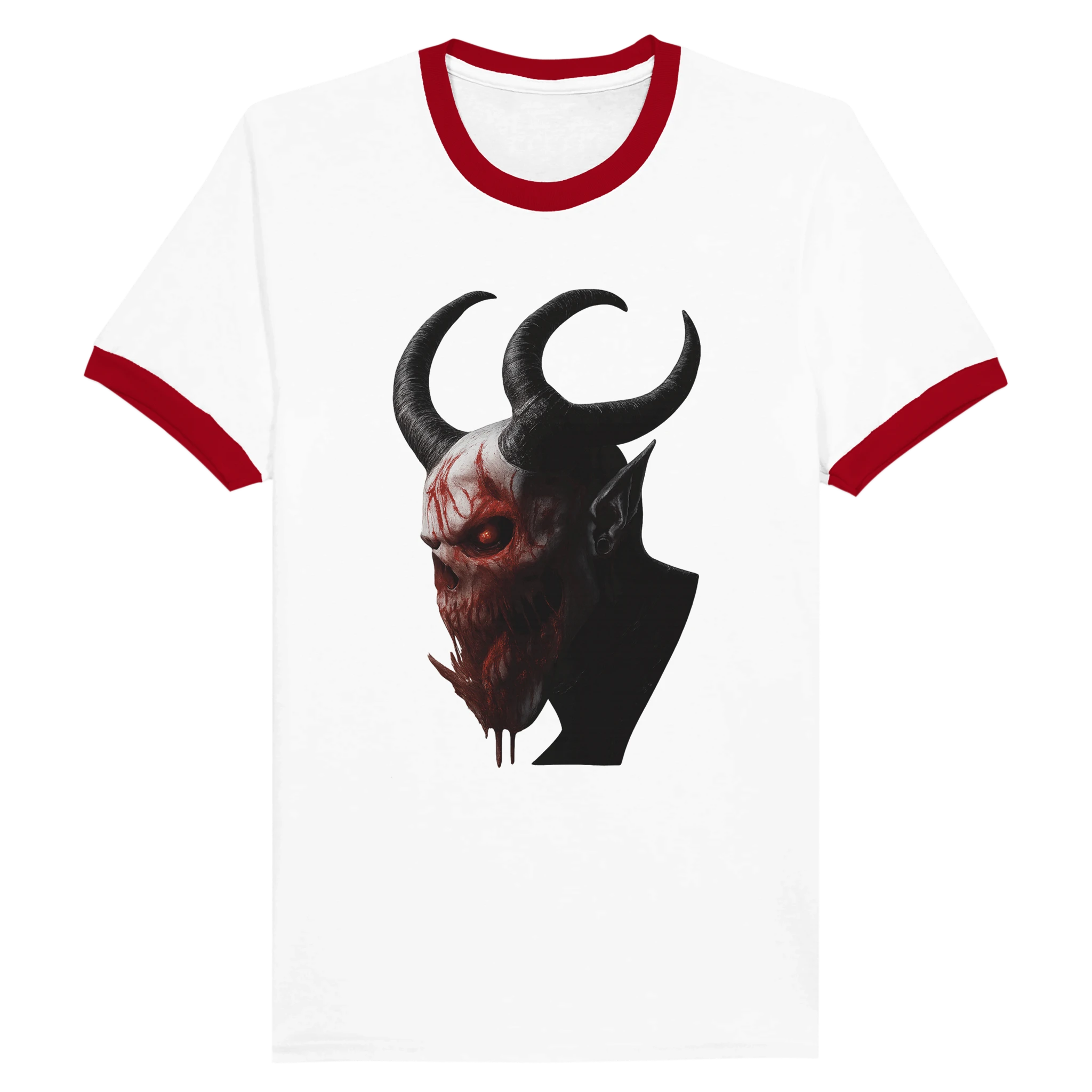 Unisex Ringer T-shirt White and Red