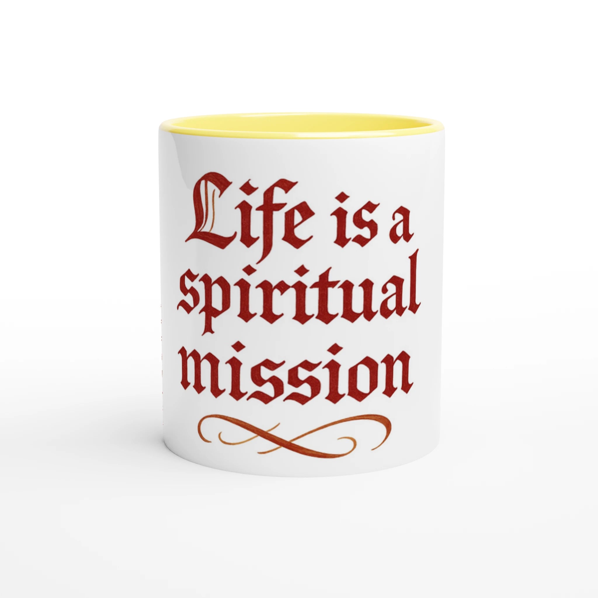 White 11oz Ceramic Mug with Color Inside Ceramic Yellow