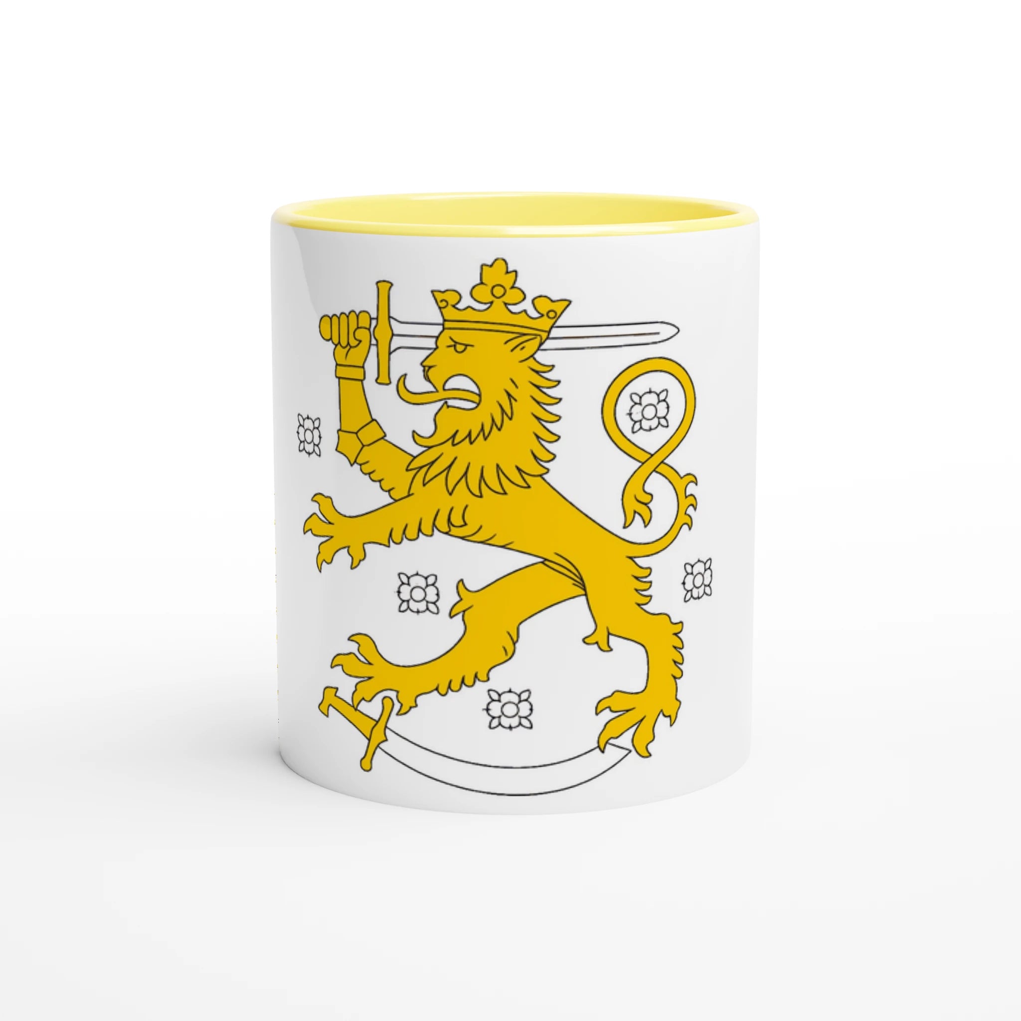 White 11oz Ceramic Mug with Color Inside Ceramic Yellow