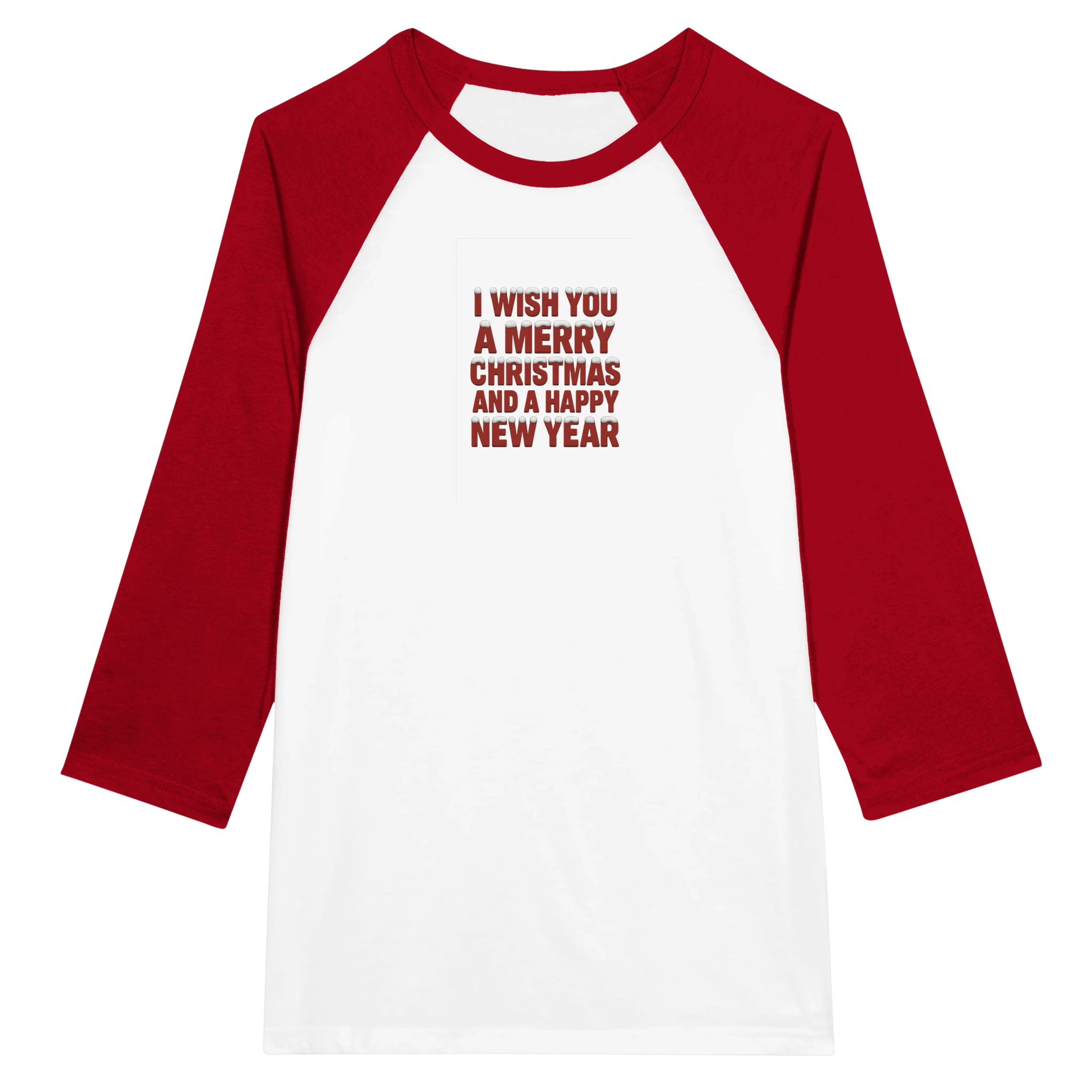 Unisex 3/4 sleeve Raglan T-shirt White and Red