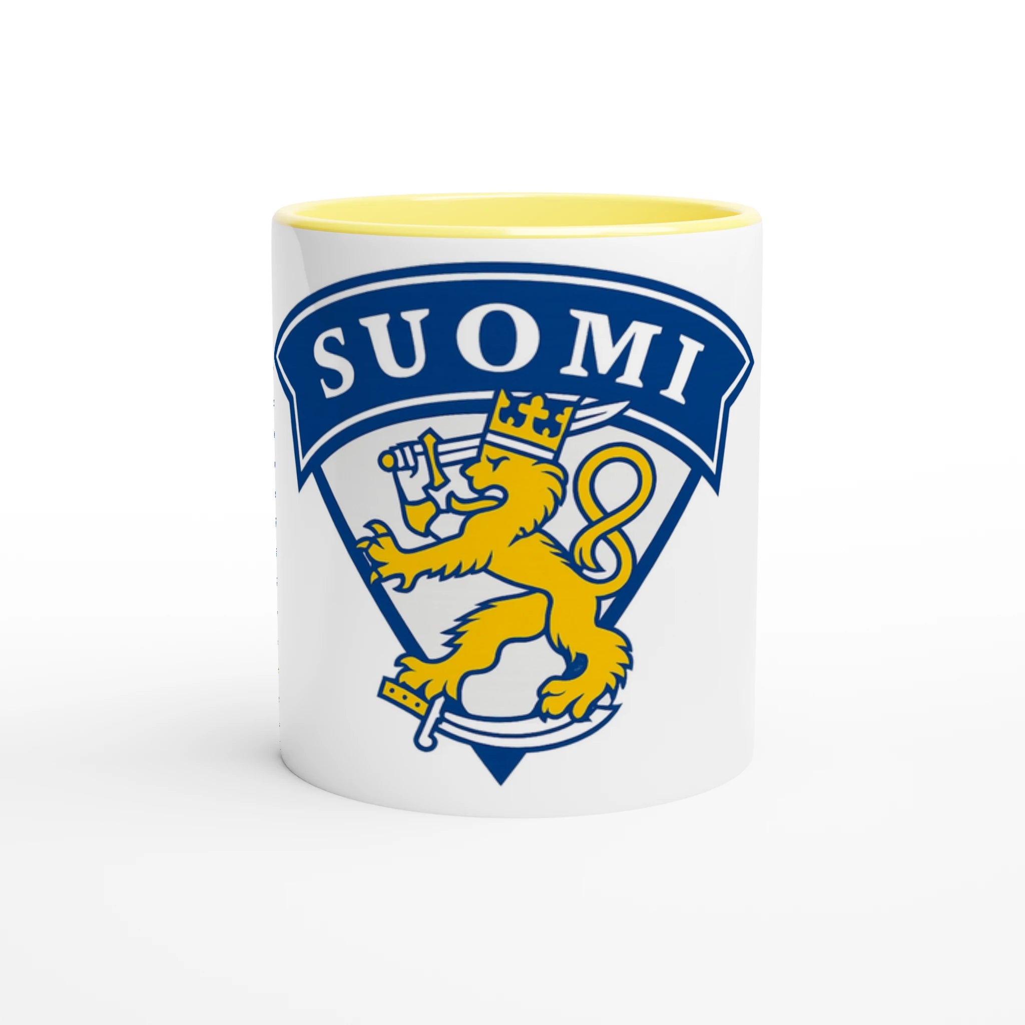 White 11oz Ceramic Mug with Color Inside Ceramic Yellow