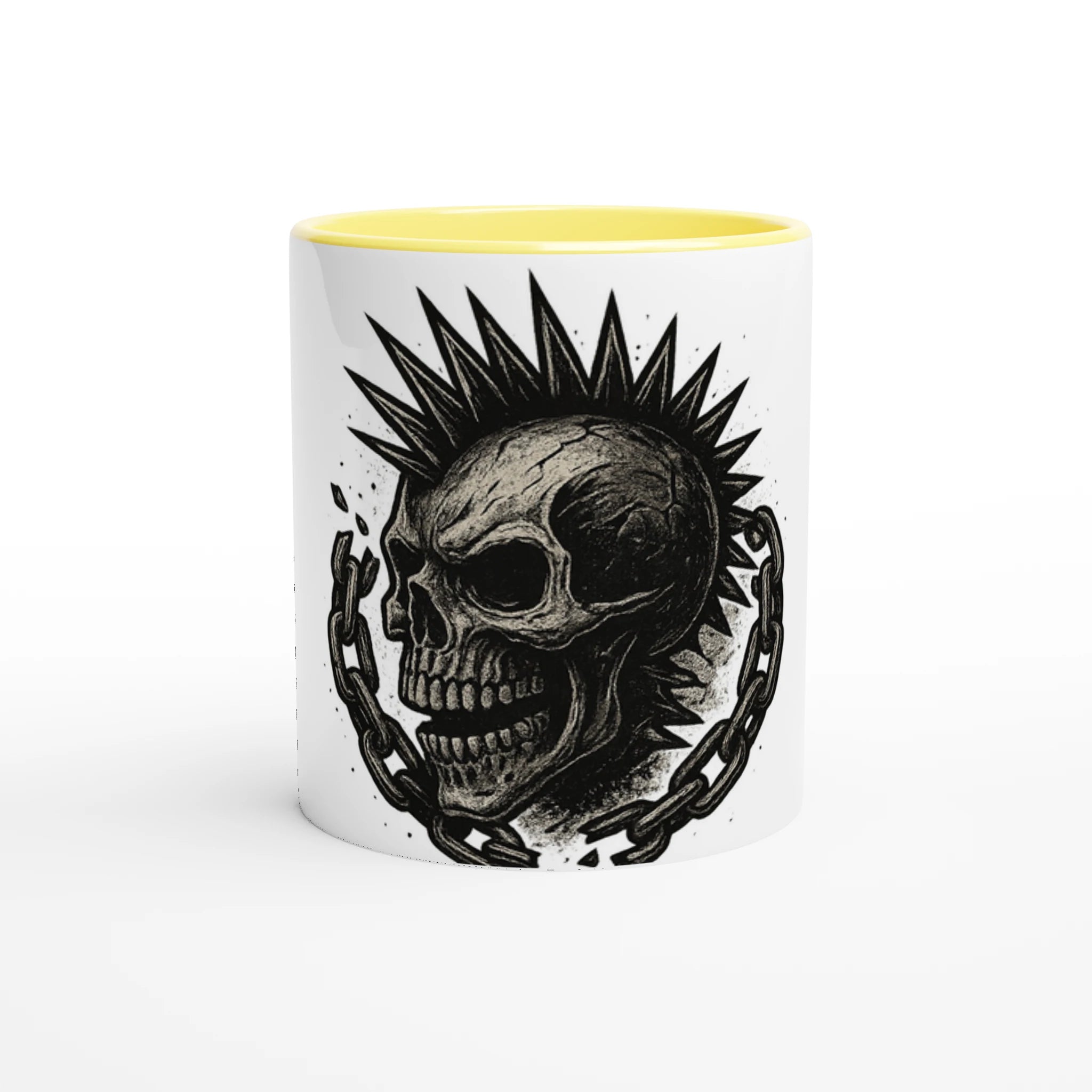 White 11oz Ceramic Mug with Color Inside Ceramic Yellow