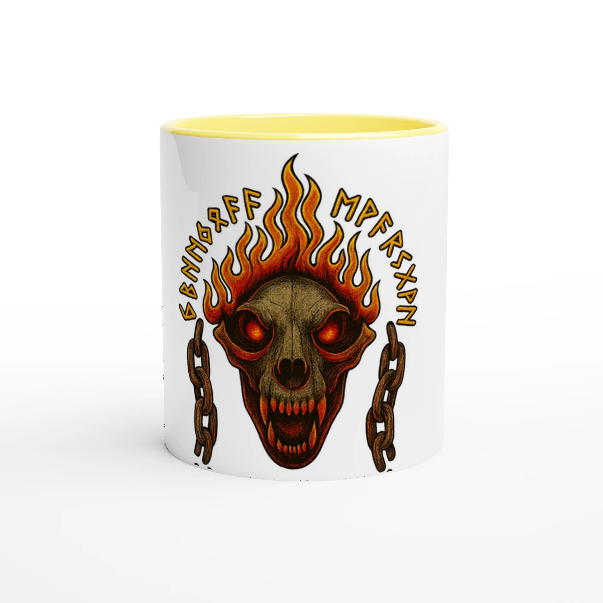 White 11oz Ceramic Mug with Color Inside Ceramic Yellow