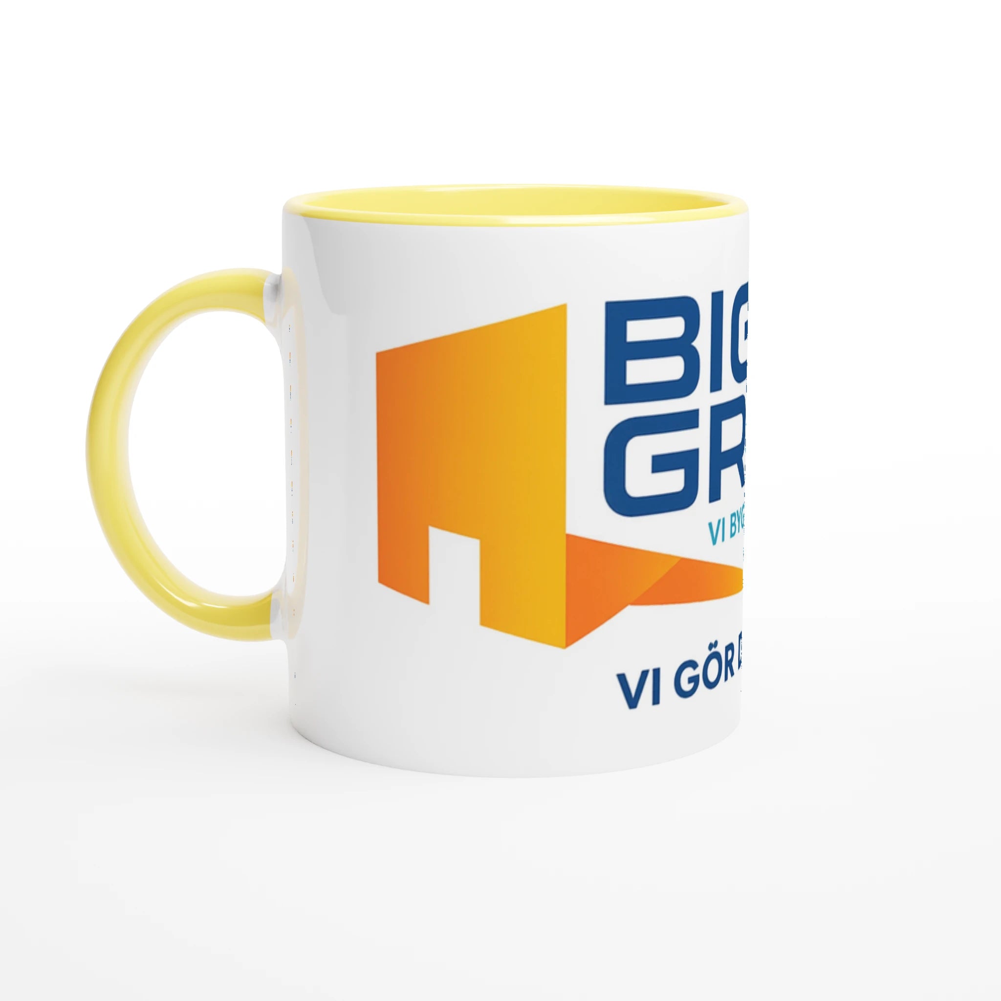 White 11oz Ceramic Mug with Color Inside Ceramic Yellow