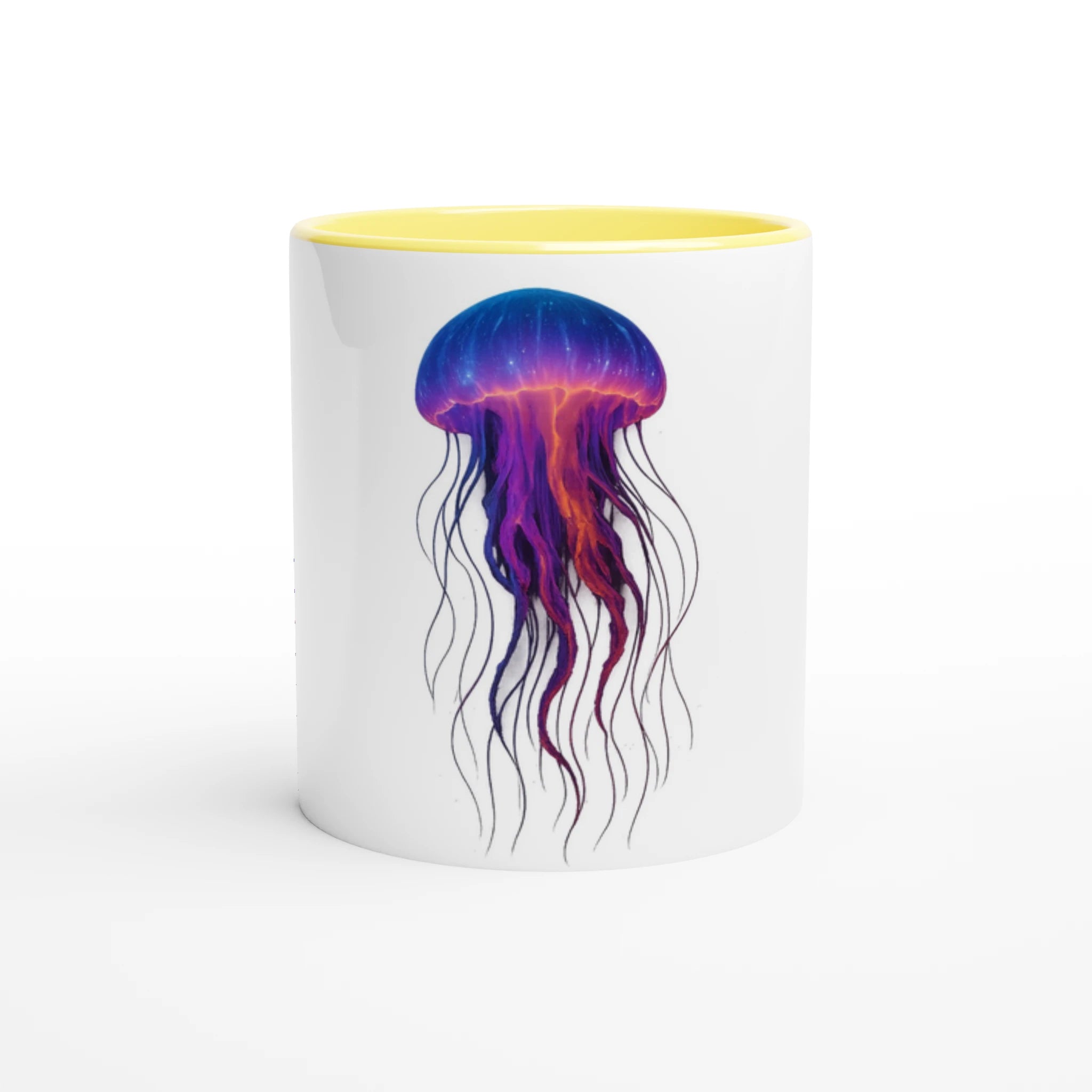 White 11oz Ceramic Mug with Color Inside Ceramic Yellow