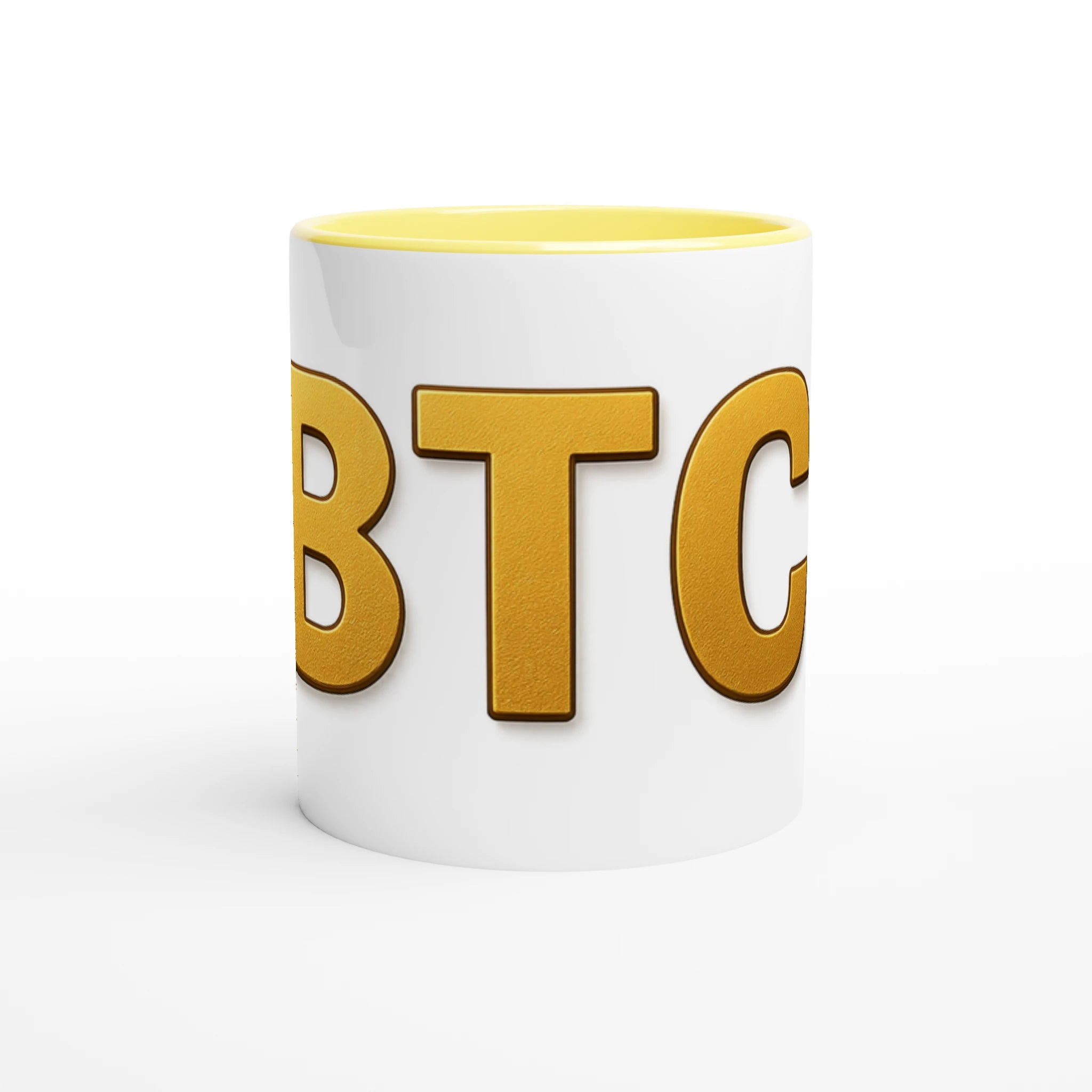 White 11oz Ceramic Mug with Color Inside Ceramic Yellow