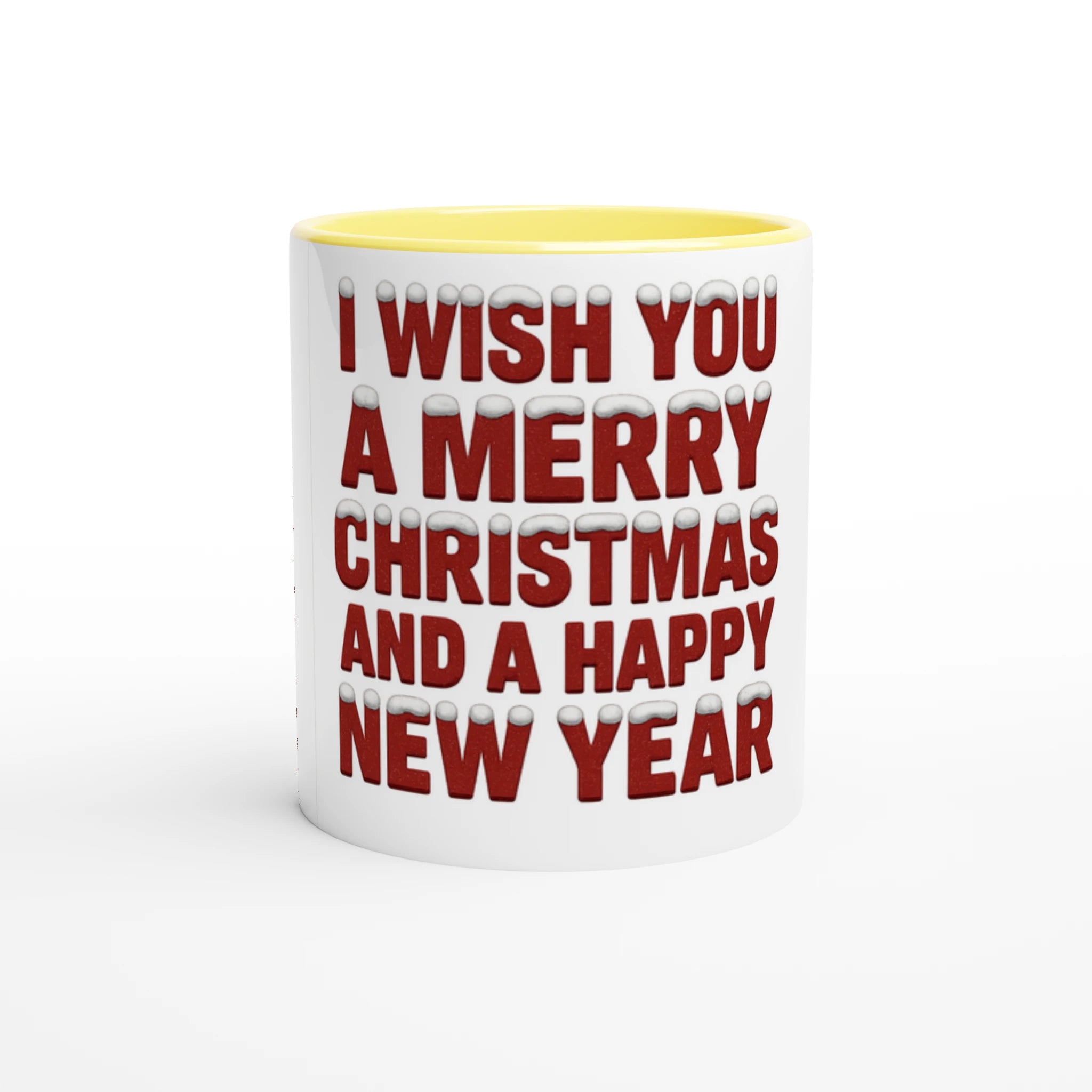 White 11oz Ceramic Mug with Color Inside Ceramic Yellow