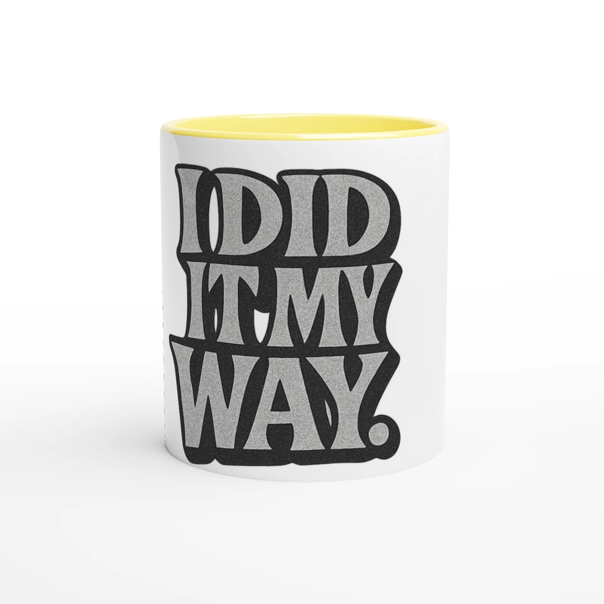 White 11oz Ceramic Mug with Color Inside Ceramic Yellow