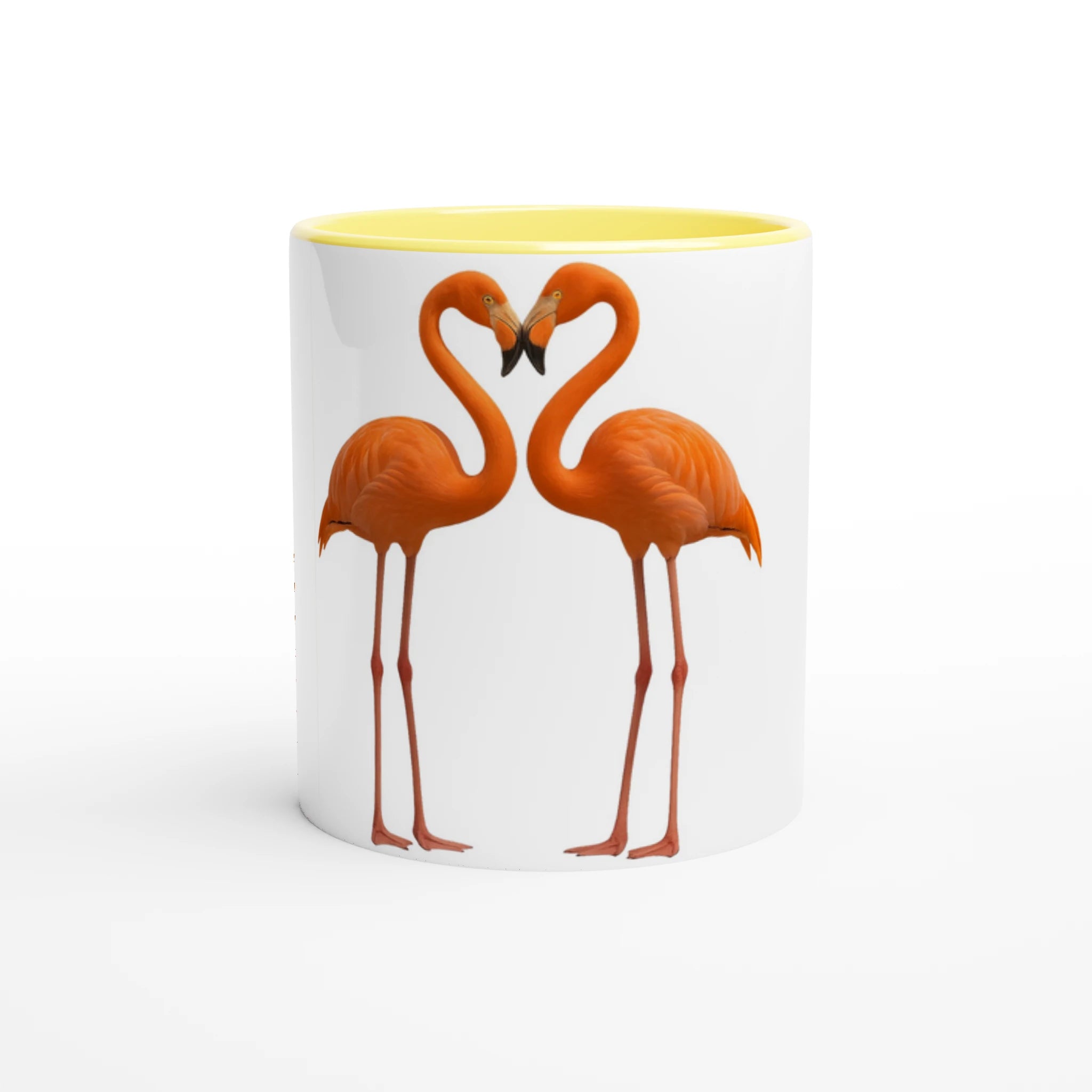 White 11oz Ceramic Mug with Color Inside Ceramic Yellow