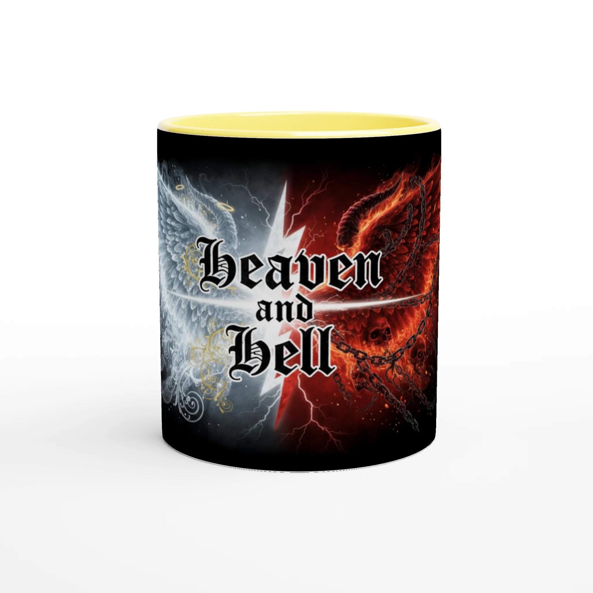 White 11oz Ceramic Mug with Color Inside Ceramic Yellow