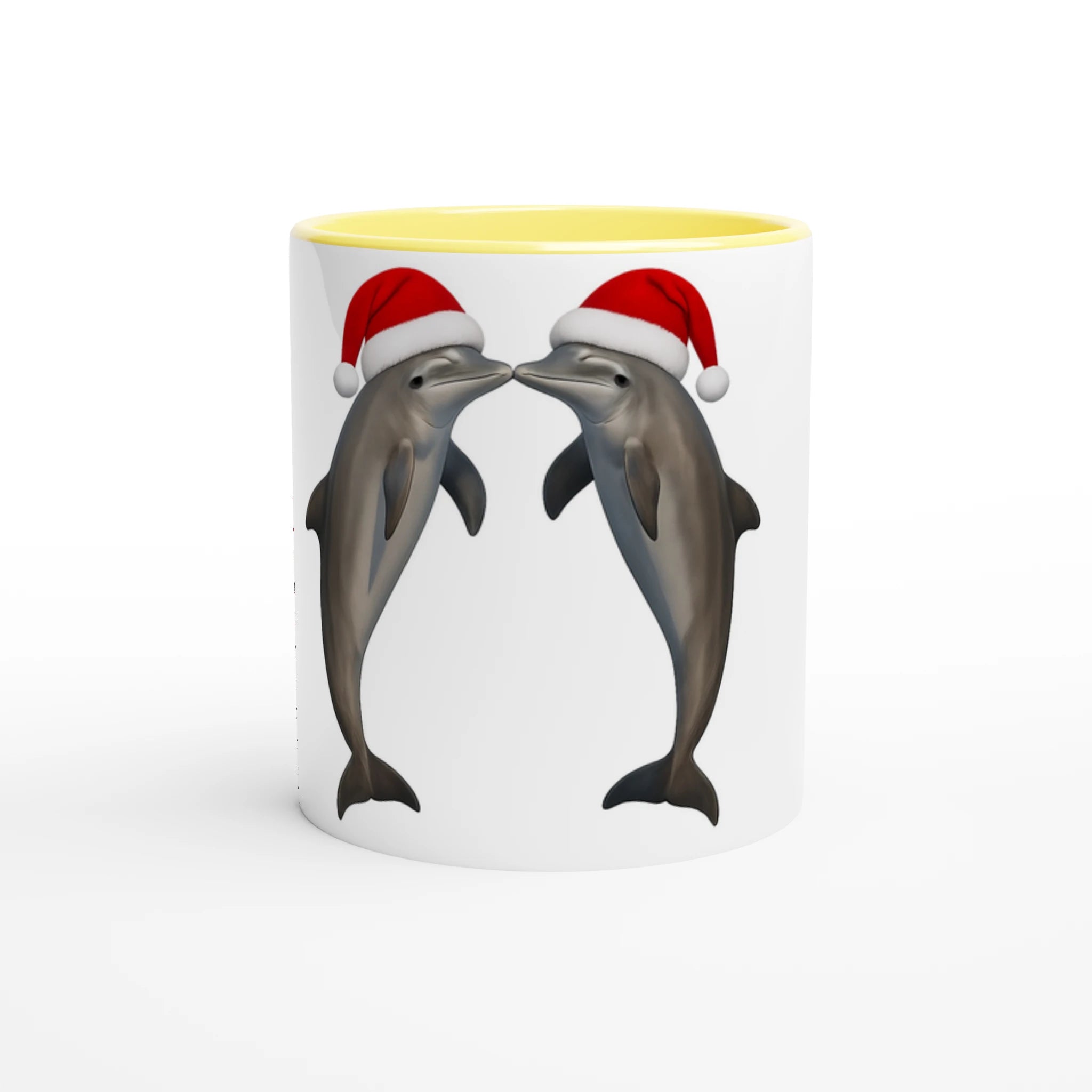 White 11oz Ceramic Mug with Color Inside Ceramic Yellow