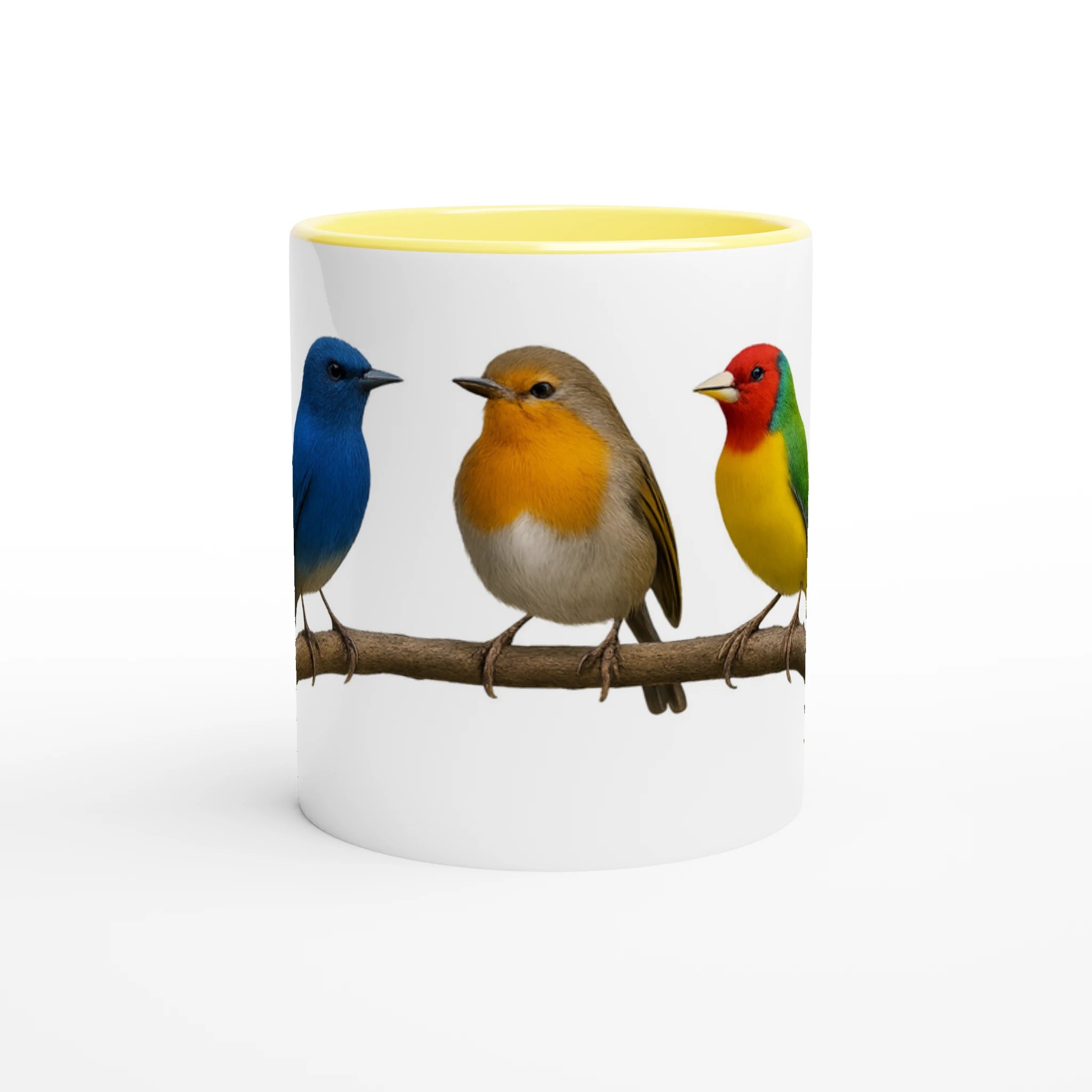 White 11oz Ceramic Mug with Color Inside Ceramic Yellow