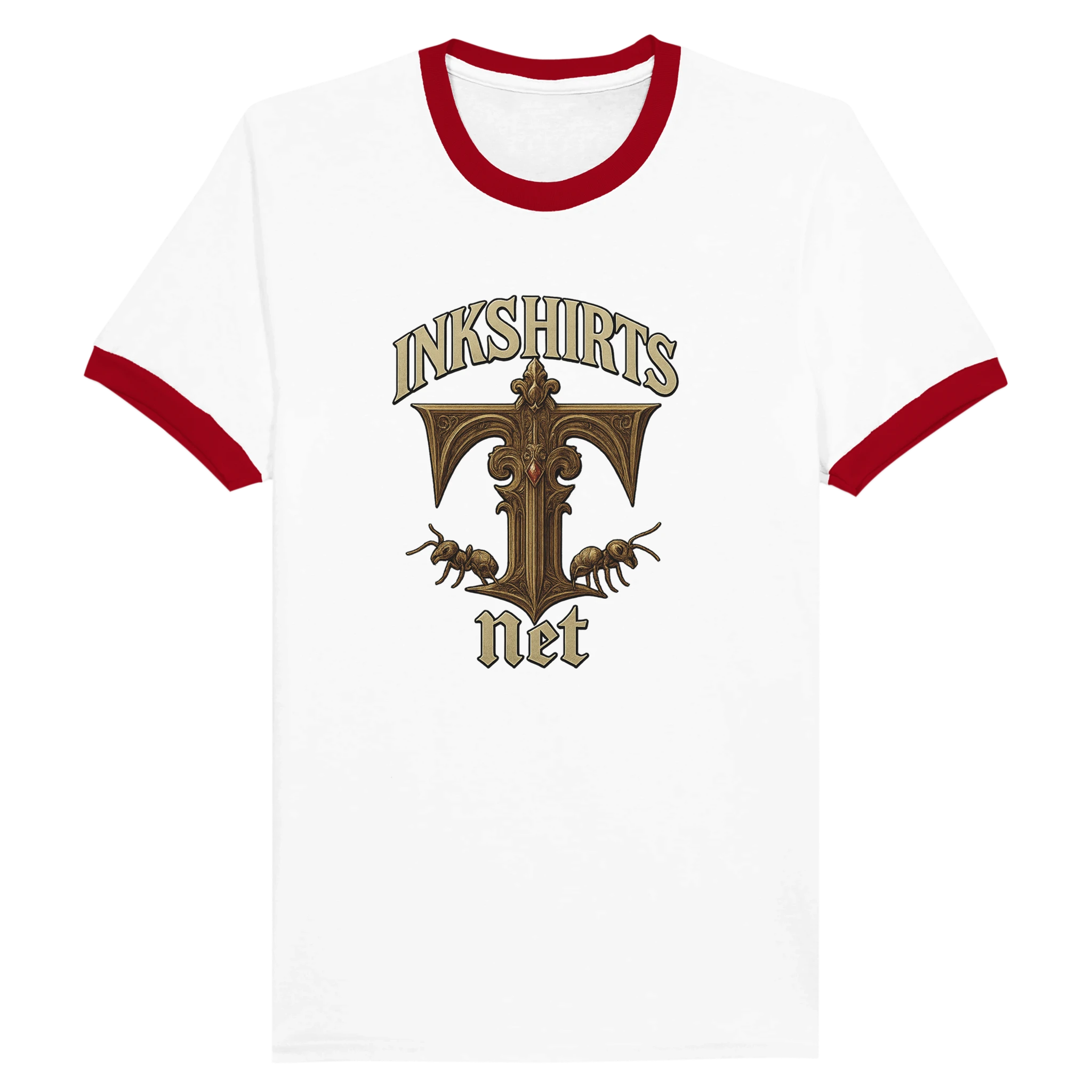 Unisex Ringer T-shirt White and Red