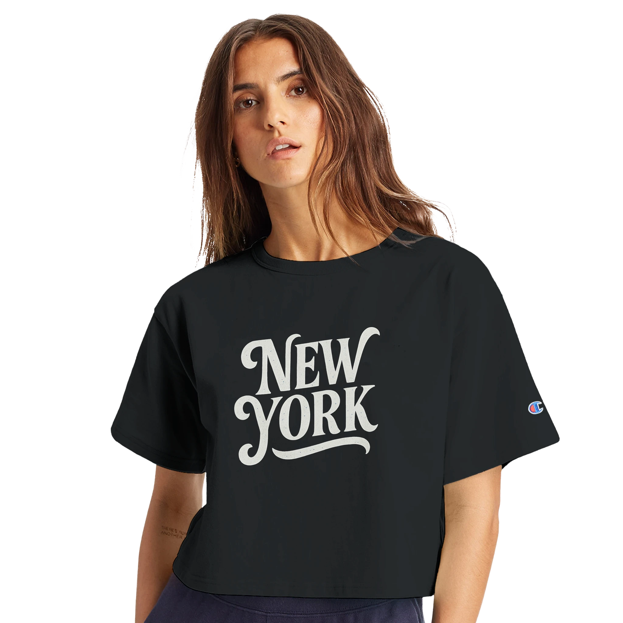 Women's Cropped Heritage Crewneck T-Shirt | Champion T453W Black
