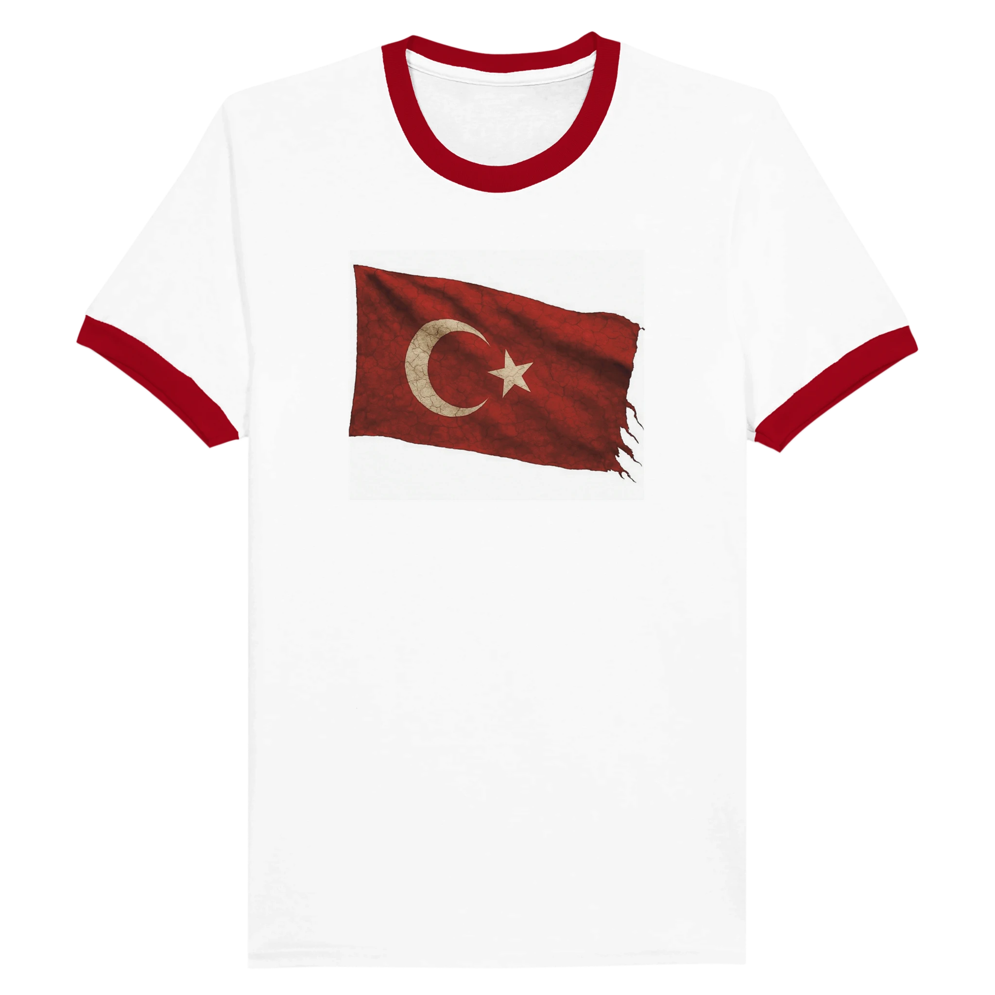 Unisex Ringer T-shirt White and Red