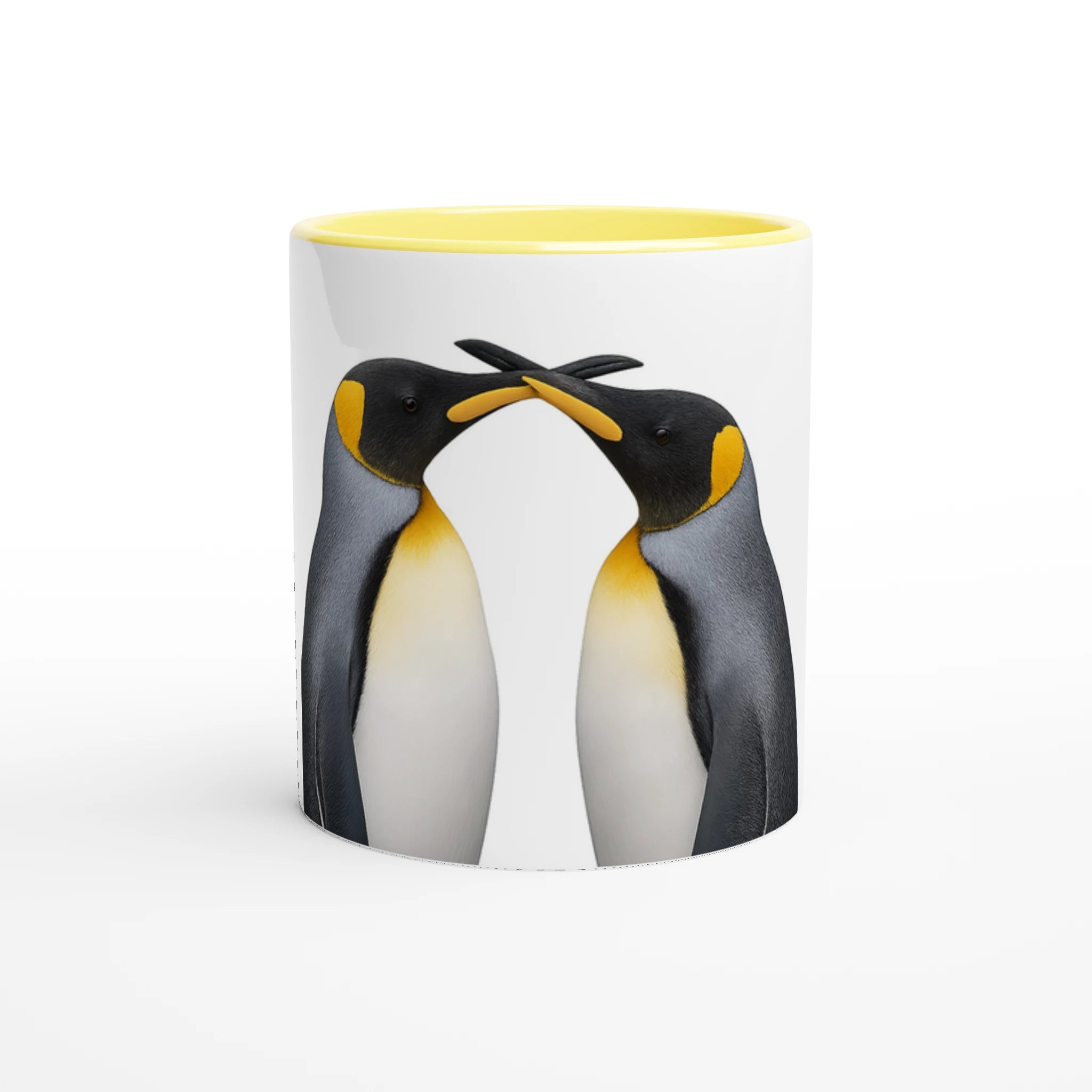 White 11oz Ceramic Mug with Color Inside Ceramic Yellow