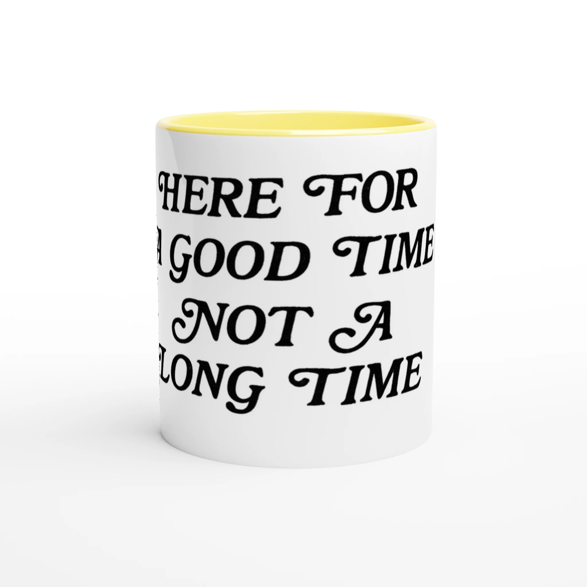 White 11oz Ceramic Mug with Color Inside Ceramic Yellow