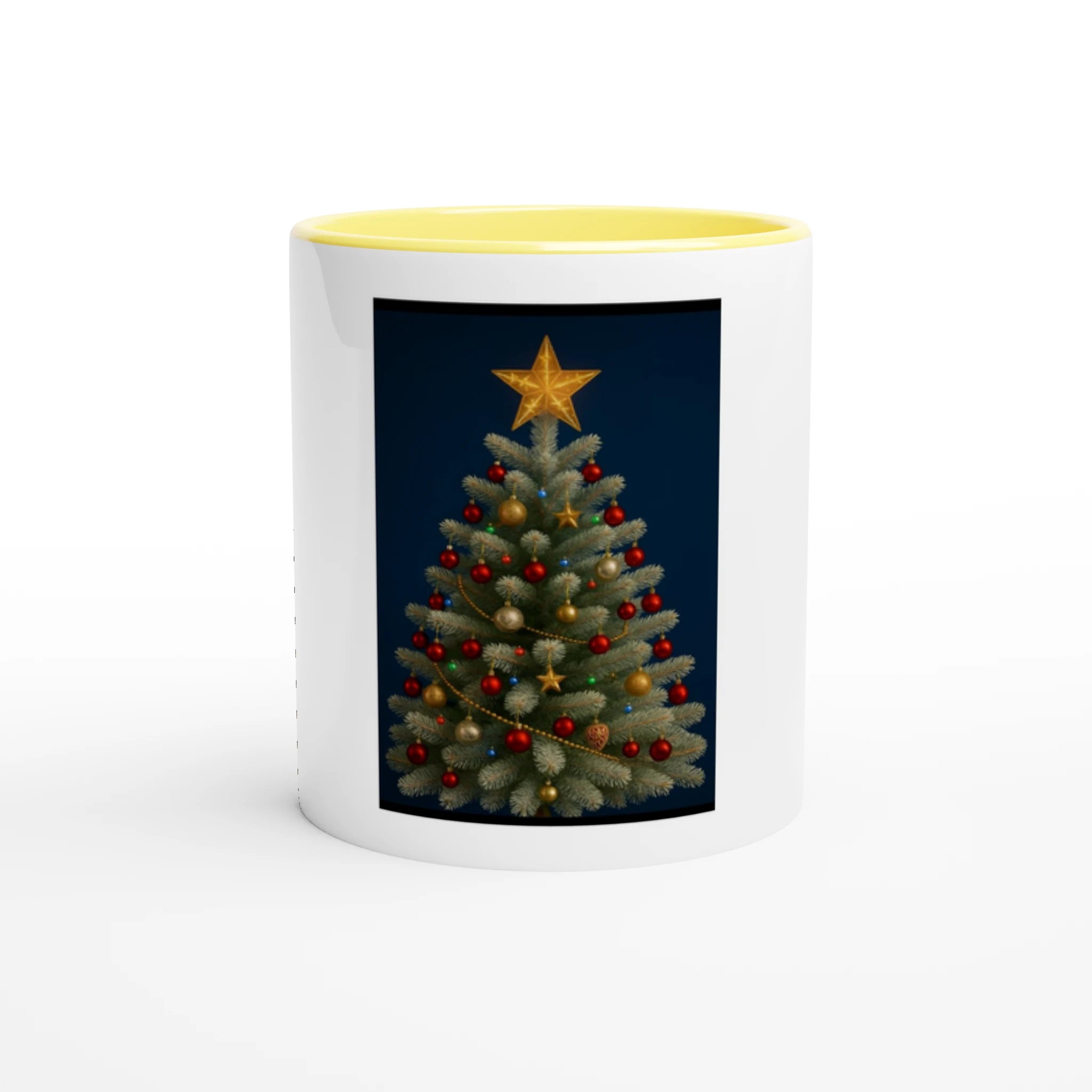 White 11oz Ceramic Mug with Color Inside Ceramic Yellow